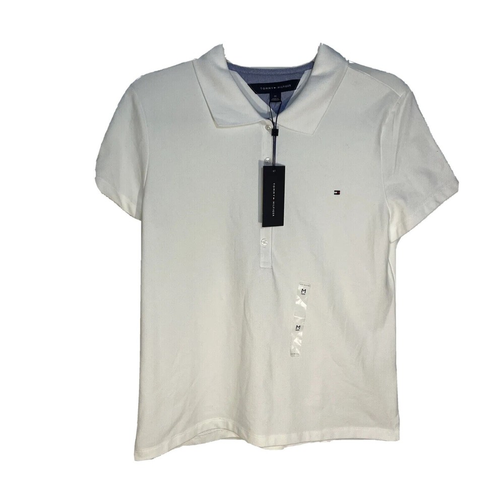 Tommy Hilfiger Women Classic Short Sleeve Polo White Size Medium